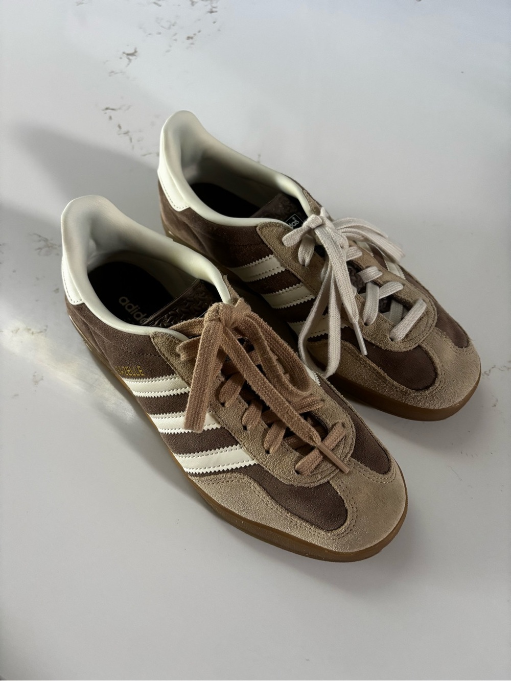 Adidas Originals Gazelle Indoor Size 7 Beige Brown with White Stripes